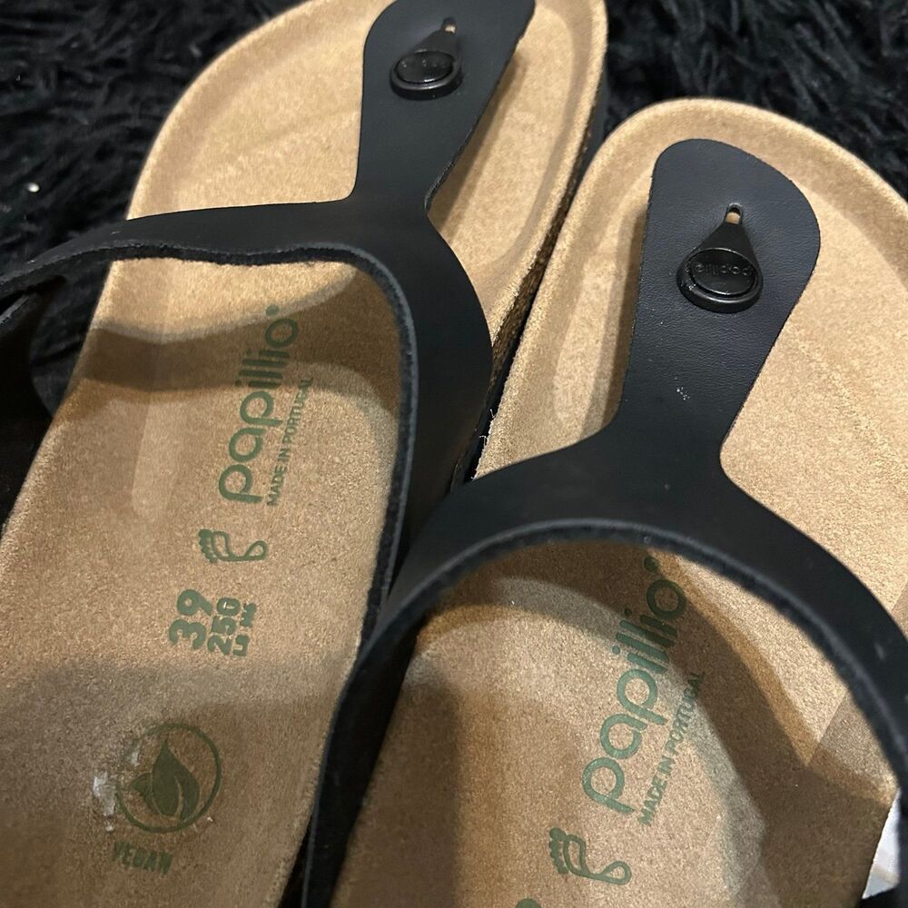 PAPILLIO by BIRKENSTOCK Gizeh black vegan platform sandals shoes eur 39 new - Picture 3 of 9
